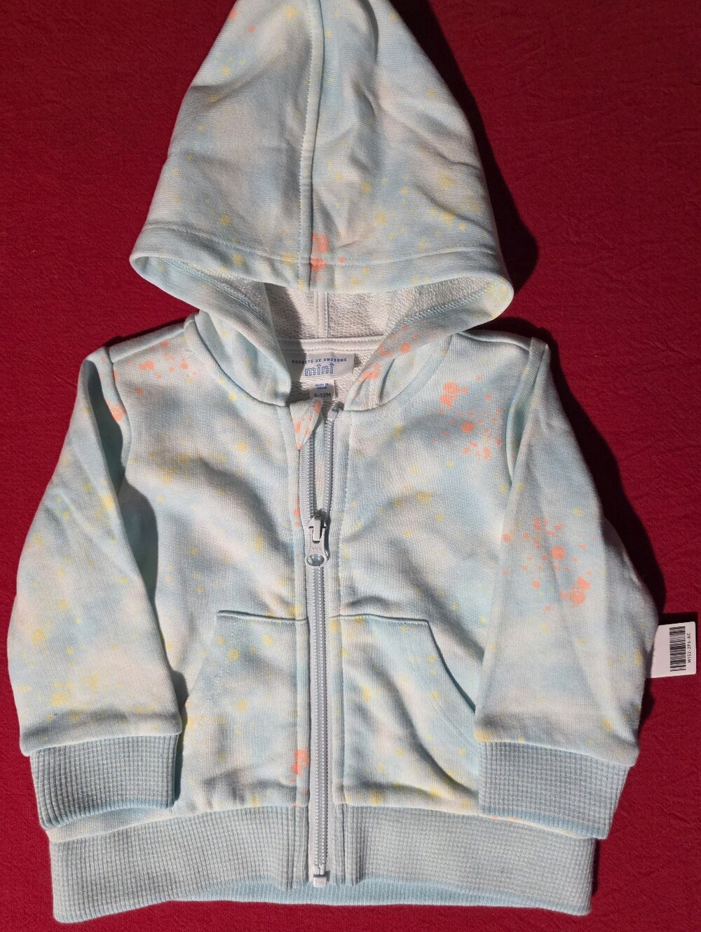 Rockets Of Awesome Mini. Zip-Up Hoodie in Pastel Blue Tie-Dye for Kids